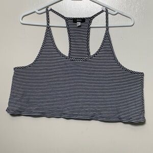 Blue and white stripped cropped tank